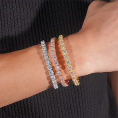 6mm Halo Moissanite Tennis Chain - 16K Gold