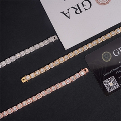 6mm Halo Moissanite Tennis Chain - 16K Gold