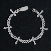 6mm Moissanite Cuban Chain with 13mm Cross Link - 16K Gold