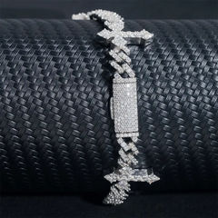 6mm Moissanite Cuban Chain with 13mm Cross Link - 16K Gold