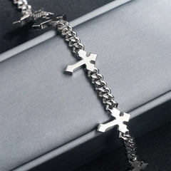 6mm Moissanite Cuban Chain with 13mm Cross Link - 16K Gold
