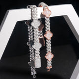 GL Iced Out Four Leaf Clover S925 Silver Moissanite Diamond Cuban Chain