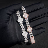 GL Iced Out Four Leaf Clover S925 Silver Moissanite Diamond Cuban Chain