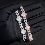 GL Iced Out Four Leaf Clover S925 Silver Moissanite Diamond Cuban Chain