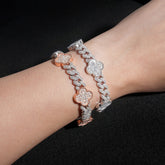 GL Iced Out Four Leaf Clover S925 Silver Moissanite Diamond Cuban Chain