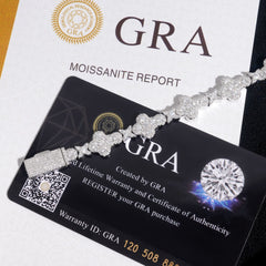 GL Iced Out Clover S925 Silver Moissanite Diamond Tennis Chain