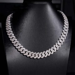 16mm 3 Rows VVS Moissanite Cuban Link Chain Necklace