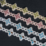 GL 19MM Colored Moissanite 4-Leaf Clover Infinity Link Bracelet