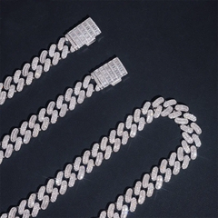 15mm Moissanite Baguette Miami Cuban Link Chain