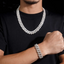 15MM S925 Silver VVS Moissanit Baguette Miami Cuban Link Chain