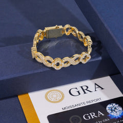 GL Iced Out Hollow Four-Leaf Clover S925 Silver Moissanite Diamond Cuban Chain