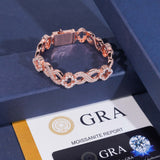 GL Iced Out Hollow Four-Leaf Clover S925 Silver Moissanite Diamond Cuban Chain