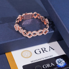 GL Iced Out Hollow Four-Leaf Clover S925 Silver Moissanite Diamond Cuban Chain