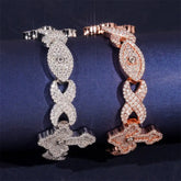 GL Infinity Eyes Cross Iced Out Moissanite Diamond Cuban Link