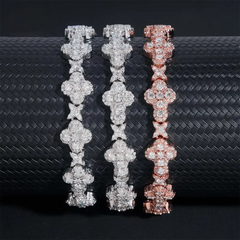 GL 10mm Cross Hip Hop Prong Set Cuban link Chain Bracelet