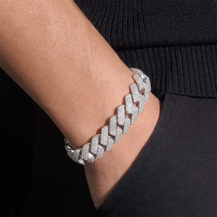 15mm 3 Rows EDG Moissanite Cuban Link Chain