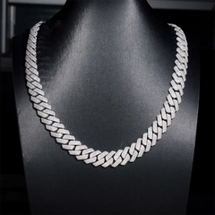 15mm 3 Rows EDG Moissanite Cuban Link Chain