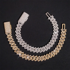 10MM 2 Rows Full VVS Moissanite Edge Cuban Link Chain