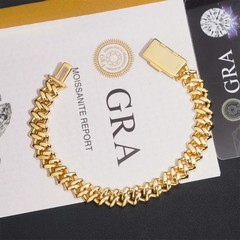 GL 10mm 2Rows Hip Hop Iced Out Moissanite Cuban Link Bracelet Necklace