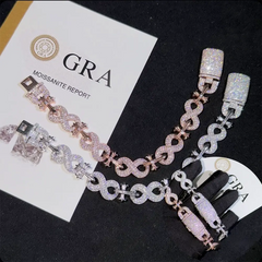 13MM Infinity Cross VVS Moissanite Cuban Link Chain Bracelet