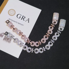 13MM Infinity Cross VVS Moissanite Cuban Link Chain Bracelet