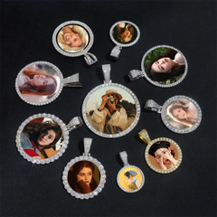 Custom Memory Circle VVS Moissanite Photo Pendant