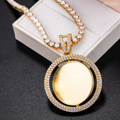 Custom Rotatable Double-faced VVS Moissanite Photo Pendant