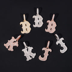 GL Iced Out Silver VVS Moissanite Hip Hop Individual Letter "K B J" Pendant