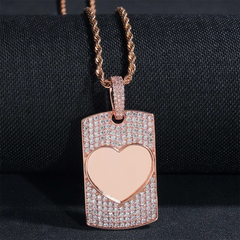 Custom Rectangle Plate Heart Photo Pendant