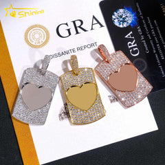 Custom Rectangle Plate Heart Photo Pendant