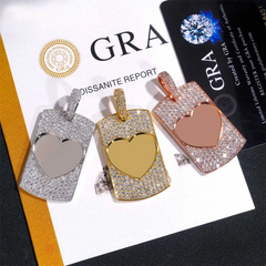 Custom Rectangle Plate Heart Photo Pendant