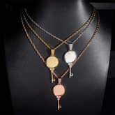 Custom Key Charm Necklace Bezel Photo Pendant
