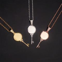 Custom Key Charm Necklace Bezel Photo Pendant