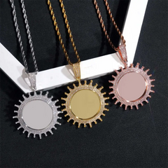 Custom Sunflower Shape Photo Pendant