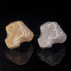 GL Hiphop Baguette Cut 5A+ Diamond Cross Ring