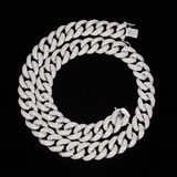 GL 15MM Miami Cuban Link Chain Iced Out 5A+ Diamond In 16K Glod Plated