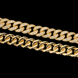 GL 15MM Miami Cuban Link Chain Iced Out 5A+ Diamond In 16K Glod Plated