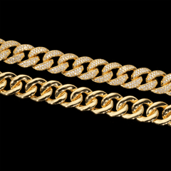 GL 15MM Miami Cuban Link Chain Iced Out 5A+ Diamond In 16K Glod Plated