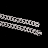 GL 15MM Miami Cuban Link Chain Iced Out 5A+ Diamond In 16K Glod Plated