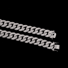 GL 15MM Miami Cuban Link Chain Iced Out 5A+ Diamond In 16K Glod Plated