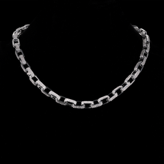 GL 8mm 14K Gold Plated Brass 5A+ Diamond Iced Box Link Chain