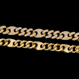 GL 15MM Miami Cuban Link Chain Iced Out G-link In 16K Glod Plated