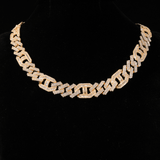 GL 16mm Prong Baguette Cuban Link Chain 5A+ Diamond 16k Gold Plated