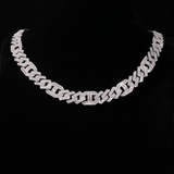 GL 16mm Prong Baguette Cuban Link Chain 5A+ Diamond 16k Gold Plated