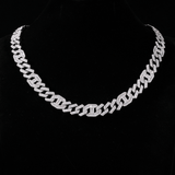 GL 16mm Prong Baguette Cuban Link Chain 5A+ Diamond 16k Gold Plated