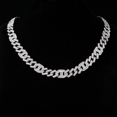 GL 16mm Prong Baguette Cuban Link Chain 5A+ Diamond 16k Gold Plated