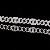 GL 16mm Prong Baguette Cuban Link Chain 5A+ Diamond 16k Gold Plated