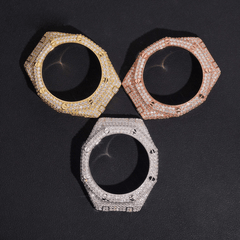 Silver Full Iced Moissanite Diamond Watch Case