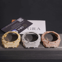 Silver Full Iced Moissanite Diamond Watch Case