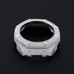 Silver Full Iced Moissanite Diamond Watch Case